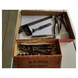 VINTAGE DRILL BITS/BOX, & TOOLS