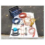 VARIETY OF ELECTRIAL CORDS & BASKET