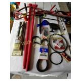 VARIETY OF AUTOMOTIVE, BELTS, JUMPER CABLES, ETC