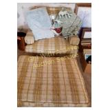 CHAIR & OTTOMAN, CARDINAL & FLEECE BLANKET