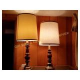 2 WOOD SPINDLE TABLE LAMPS