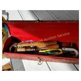 RED TOOL BOX WITH MISC. TOOLS