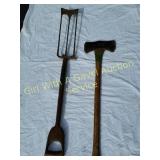 ANTIQUE DITCH TRENCH SPADE & DBL BIT AXE