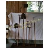 VARIOUS LONG HANDLE TOOLS-SHOVELS, ETC