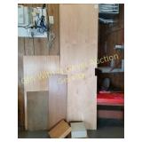 MISC WOOD PIECES, CEILING LIGHT FIXTURES