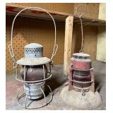 Adlake Railroad Lantern and Safety Lantern with Red Globe, 8"-9.5"h