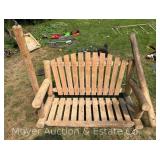Rough Hewn Wood Porch Swing, Needs Repair, See Pictures for Condition, Approx. 48"w