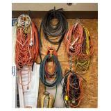 Group of Asst. Extension Cords, Air Hose, Power Strips, Etc.