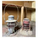 (2) Barn Lanterns, Adlake and Other, 8"-9.5"h