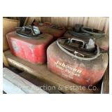 (4) Metal Outboard Motor Gas Cans, Johnson and Others