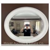 White Framed Oval Mirror, 28"x34"