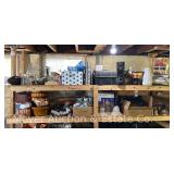 Contents of Basement Shelf, Dishes, Thermoses and Lunch Boxes, Etc.