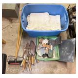 Group of Asst. Drywall Tools, Drop Cloths, and Masonry Trowels