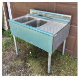 Double Basin Stainless Utility Sink, 36"w