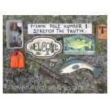 Group of Wood Fishing Decor