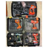 Group of Asst. Black & Decker Cordless Power Tools, Some with Cases