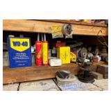 Group of Hardware, Wire, Empty Metal Cases, Caulk, Etc.
