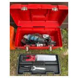(3) Corded Angle Grinders with Grinding Disc and Plastic Toolbox