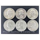 (6) Washington Silver Quarters