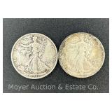 (2) Walking Liberty Half Dollars, 1936 and 1942