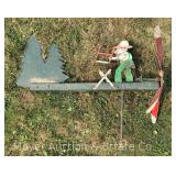 Vintage Lumberjack Pinwheel Garden Decor, Wood and Metal, 28"w
