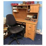 Desk with Rolling Office Chair, 60”x23”x59” Overall
