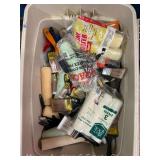 Large Tote of Painting Supplies, Brushes, Rollers, Etc.