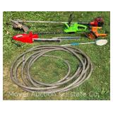 Weed Whacker, Hedge Trimmers, and Hose