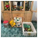 Group of Frog Figures, Frog Crossing Sign, Decor, Etc.