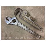 Large Crescent Wrench with Pipe Wrench