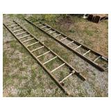Wood Roof Ladder with Extension Ladder Piece, 14