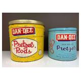 (2) Vintage Dan-dee Pretzel Tins, 10"-12"h