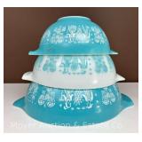 (3) Pyrex Amish Butterprint Cinderella Mixing Bowls, 442-444