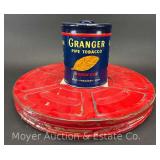 Granger Pipe Tobacco Tin, 6'h and  Vintage Movie Reel Tin, 14.5'w