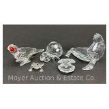 Swarovski Crystal Seal, Bird, Crab, Clam and Frog, 0.5'-2.5'h