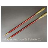 (2) US Navy 'Bullet' Swagger Sticks, 18' Long