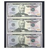 (3) 2017 Series Sequential $50 Star Notes