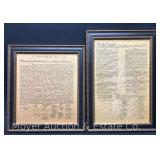 Decorative Framed Declaration of Independence and Constitution, Matching Frames