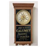 Sessions Calumet Baking Powder Advertising Clock, Oak Case, with Pendulum, No Key, 39'h x 18'w