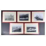 (5) Framed US Naval Ship Photographs, Matching Frames, 12'x15'