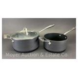 (2) All-Clad Non-Stick Pots, One with Glass Lid, 7.5' and 9'w
