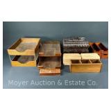 Group of Desk Boxes, Wood Trays, Etc.