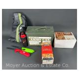 Metal Ammo Can, Bear Spray, Fire Starters, Log Rack Brackets, Etc.