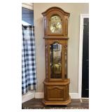 Oak Grandfather Clock with Curio Shelf Sides, 25.5w x 87'h