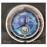 Navy Neon Clock, Modern, 14.5'w