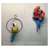 (2) Decorative Parrot Wall Hangings, One Has Damage to Feet, 18'-21'h