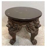 Lions Head End Table, Claw Feet, Moulded Composite Base, Round Top, 23' Round x 22'h