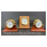 (2) Weems & Plath Quartz Ships Clocks and Thermometer/Barometer, Each 5'w