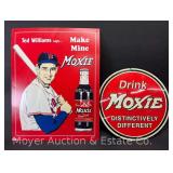 (2) Moxie Reproduction Tin Signs, 11' Round and 16'x12.5'