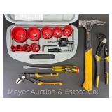 DeWalt Hammer, Adjustable Pliers, Screwdriver, with Other Hole Saw Kit
